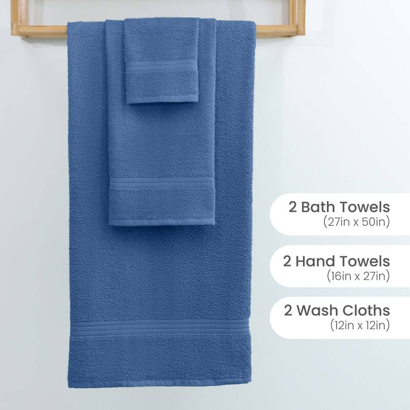 Superior Miami 100% Cotton 6-Piece Towel Set - Lightweight & Quick Drying