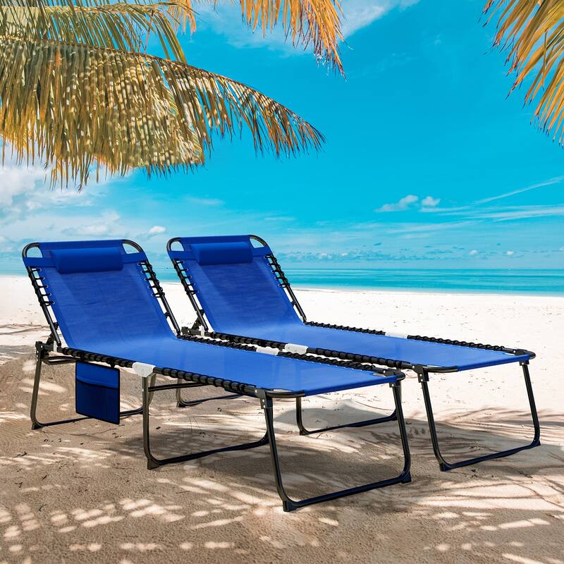 Gymax Oversize Folding Chaise Lounge w/ Adjustable Backrest Detachable