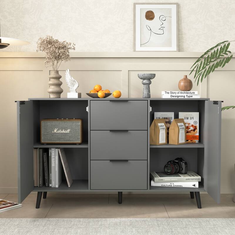 Sideboard Buffet Cabinet with 3 Drawers and 2 Doors