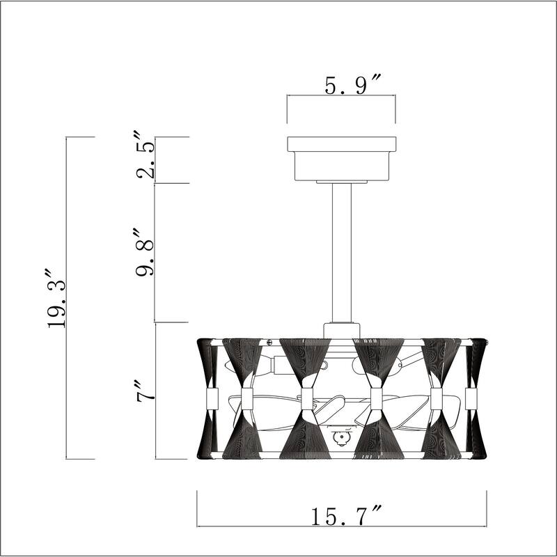 Matte Black and Gold 16 Inch Modern Fandelier