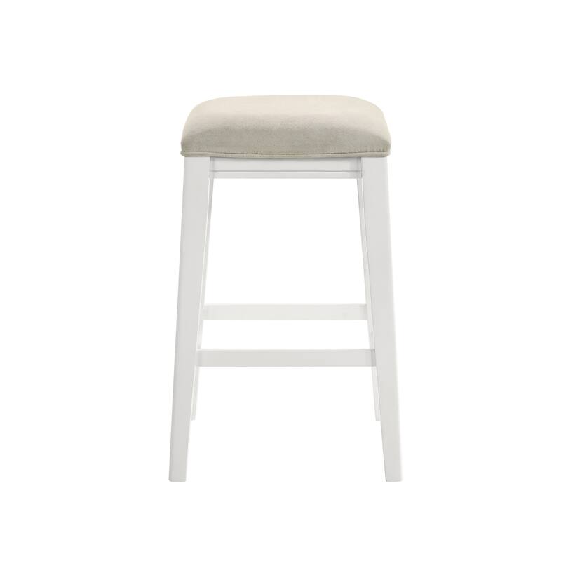 Jane Contemporary Transitional Backless Wood Counter Height Kitchen Bar Stool with Fabric Upholstered Seat
