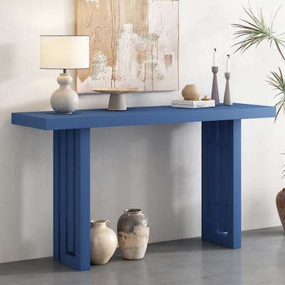 59 Inch Oak Veneer Console Table for Entryway（4 Colors）