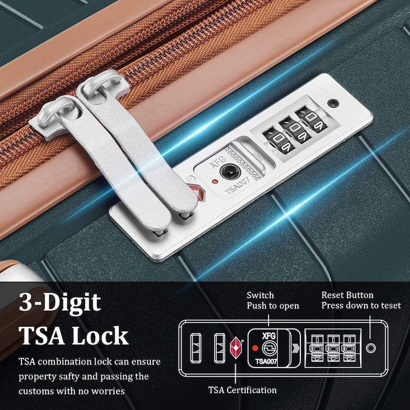 14/20/24/28 4-Piece, Modern Expandable Luggage Sets with 360 Mute Spinner Wheels and TSA Lock, for Boarding Travel, Army Green