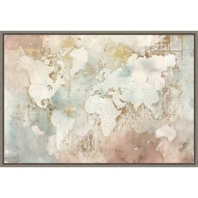Blushing World Map by Roozbeh Framed Canvas Art