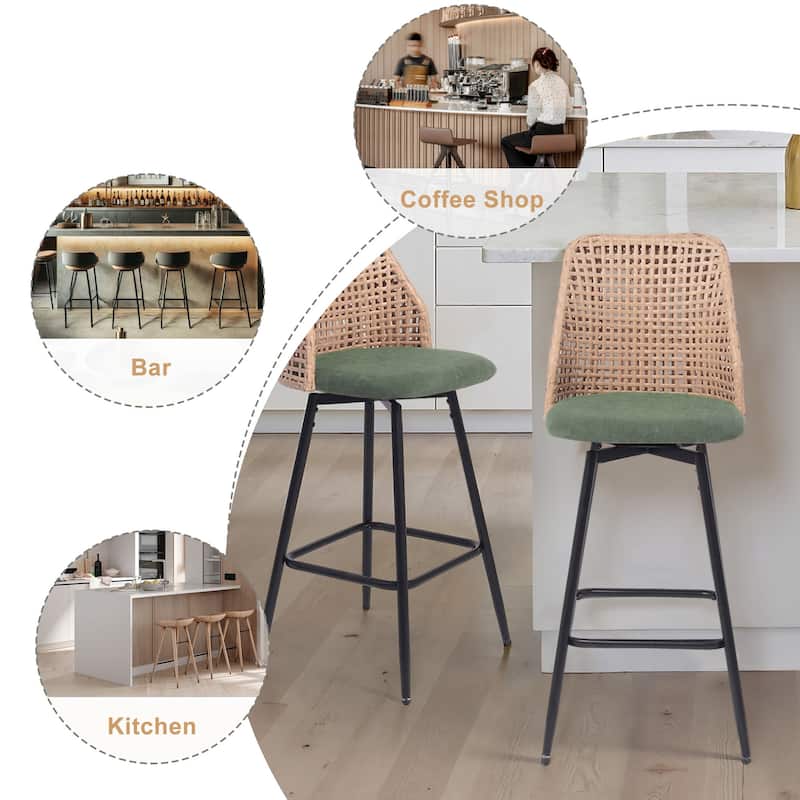 28.8" Indoor Swivel Wicker Barstools