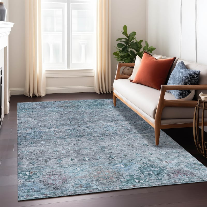 Machine Washable Indoor/ Outdoor Boho Moroccan Chantille Rug