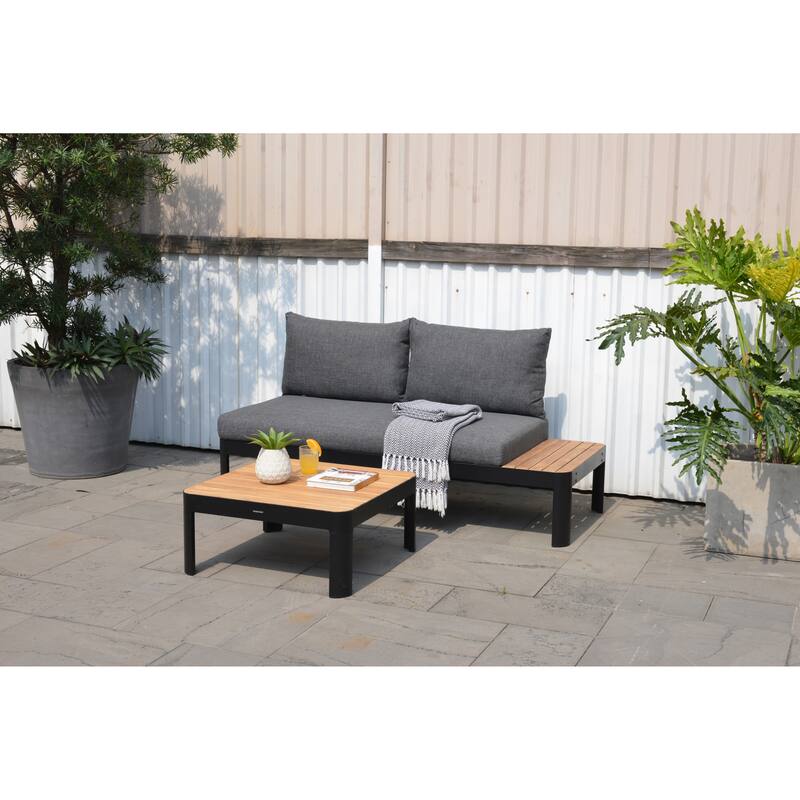 Amazonia Portalew 3pc FSC Teak and Aluminum Outdoor Patio Seating Set