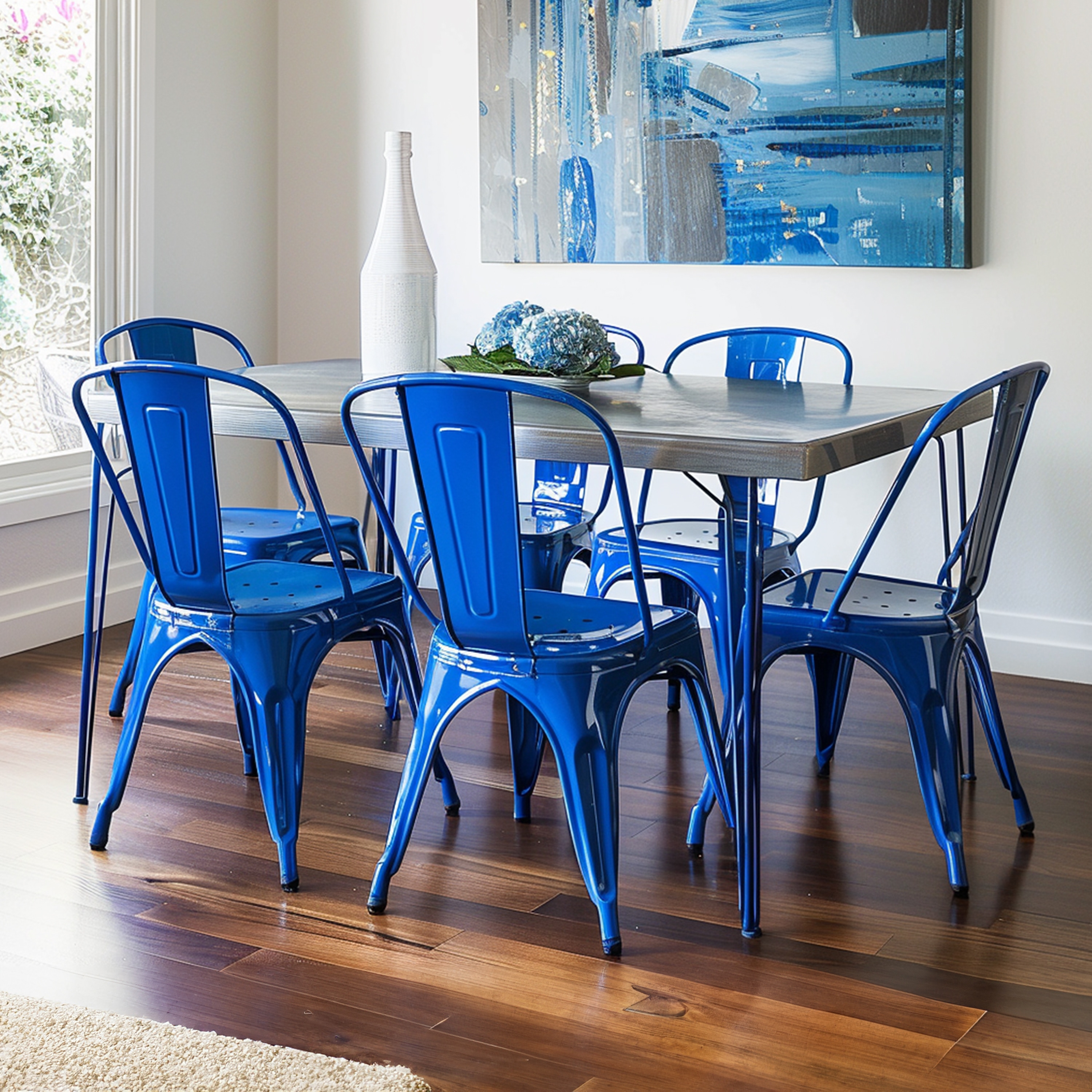 Industrial Metal Stackable Dining Chair Set