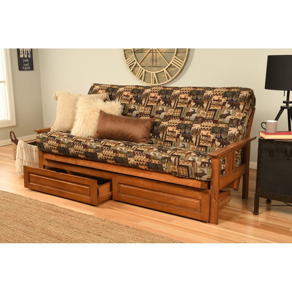 Porch & Den Kern Full-size Storage Futon Set with Suede Mattress