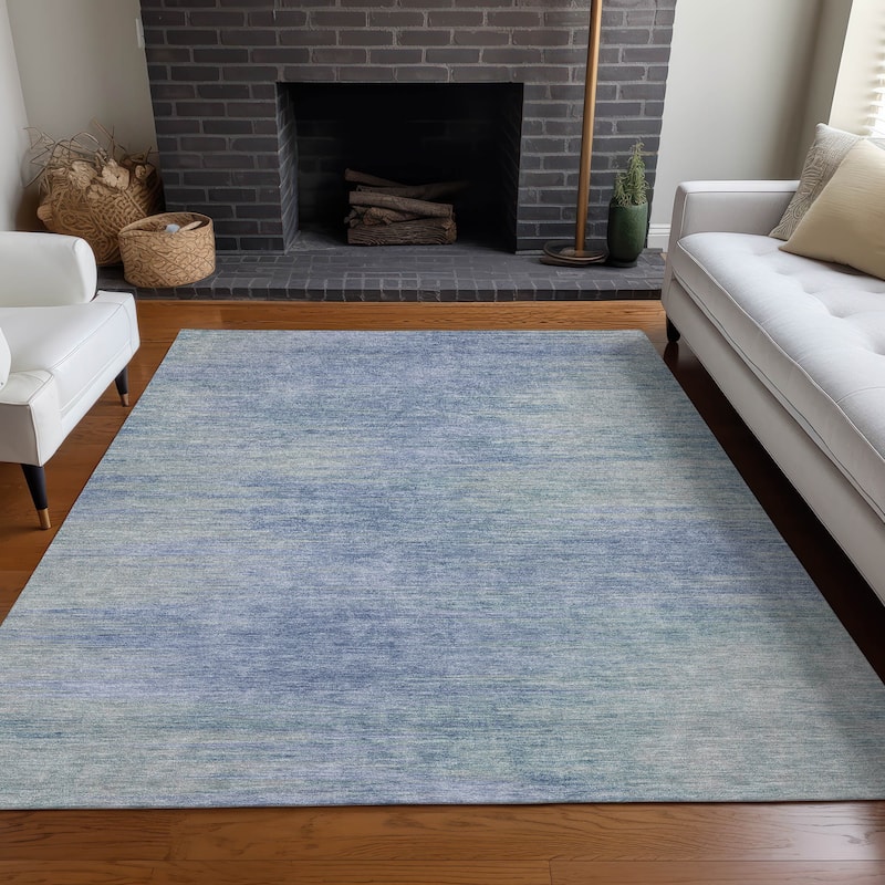 Premium Washable Super Soft Solid Ombre Mayfield Rug - Denim - 9' x 12'
