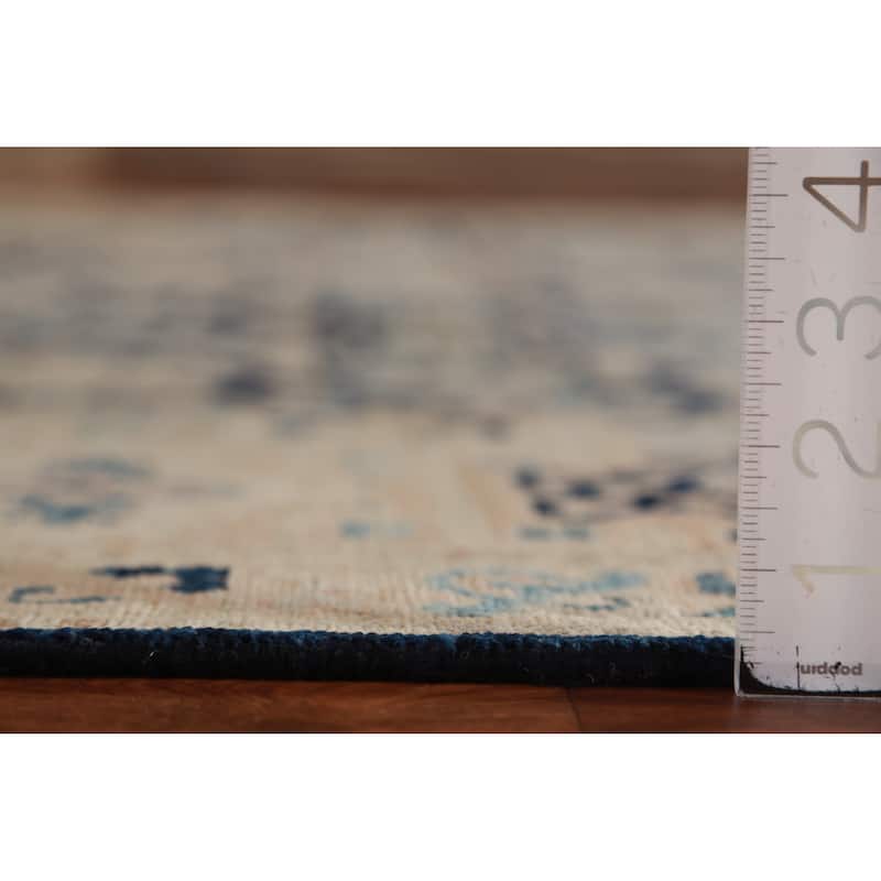 Hand Knotted Oriental 100% Wool Carpet Traditional All-Over Navy Blue & Blues Ziegler Area Rug - 9' 9'' X 8' 3''
