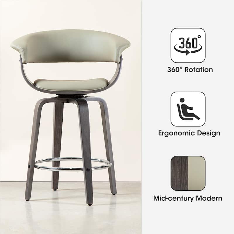 Glitzhome Set of 2 or 4 Modern Counter & Bar Height Wooden Swivel Bar Stools