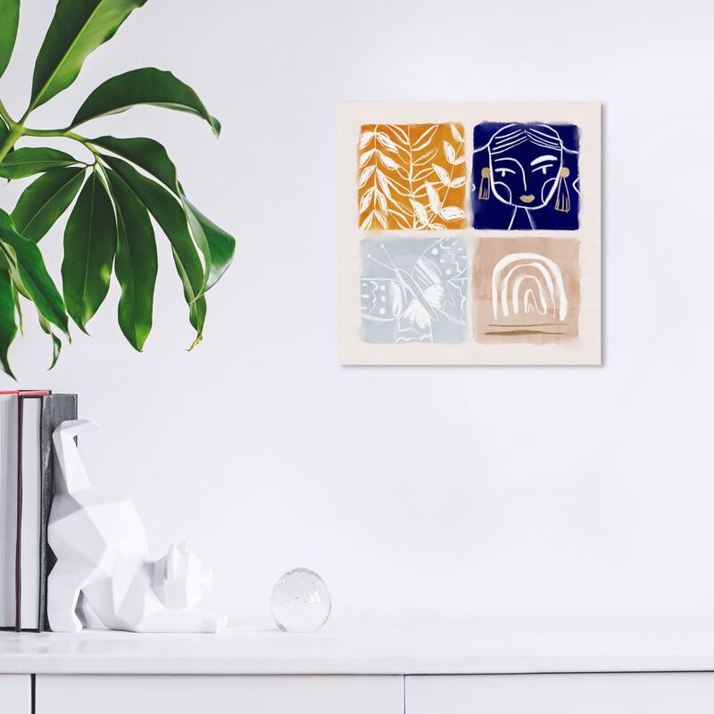 Wynwood Studio Canvas Abstract Fall Back Blue and Dark Blue Modern & Contemporary Wall Art Canvas Print - 12 x 12