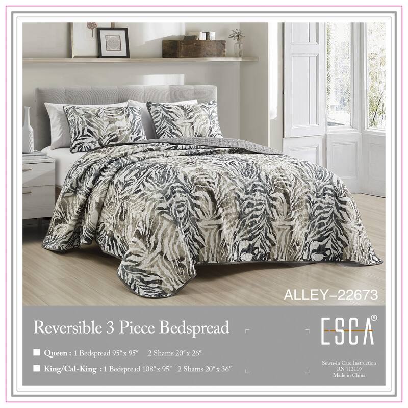 Shatex Alley 3 piece Lightweight Bedspread set,Oversized Reversible Quilt set,Bedding Comforter Set