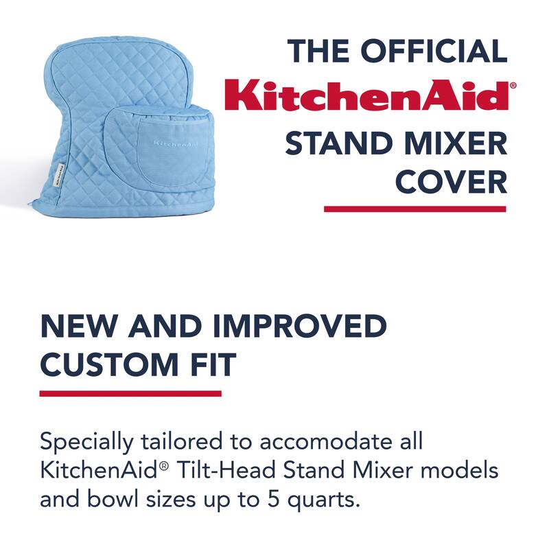 KITCHENAID Fitted Tilt-Head Solid Stand Mixer Cover with Storage Pocket, Quilted 100% Cotton
