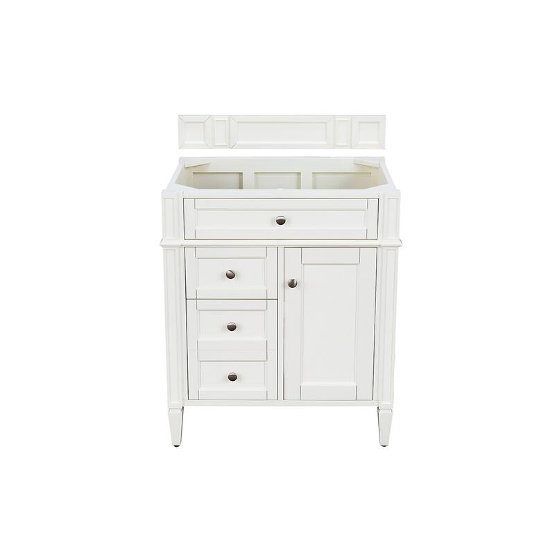 James Martin Vanities Brittany 30" Single Vanity, Bright White - 30 x 23.50 x 34 - Bright White Cabinet Base Only - No Top