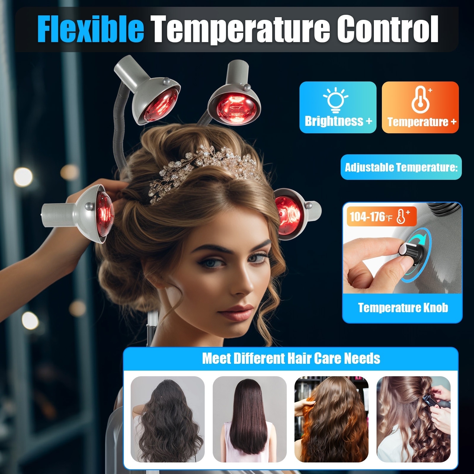 5 Heads Hair Processor Infrared Heating Lamp Hair Drying Machine Red Multi Styler