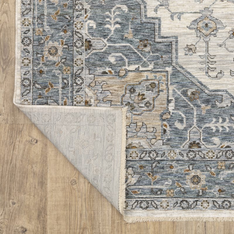 Style Haven Marley Traditional Medallion Blue/ Ivory Area Rug