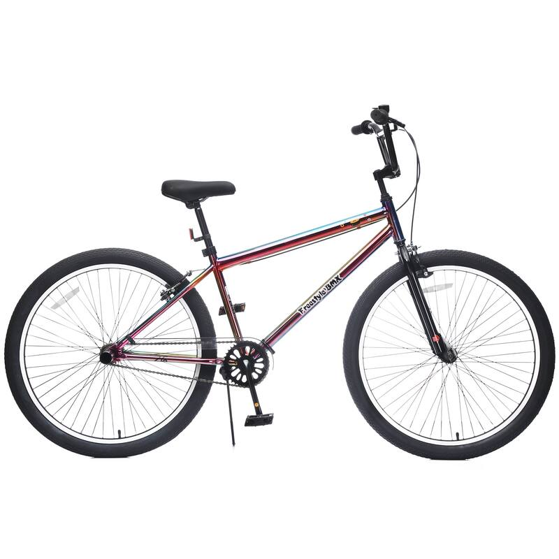 26 Inch Freestyle Bike for Teens, Single-Speed Bicycle with 2 Pegs, Front Caliper Brake, Bicycle for Boys and Girls Ages 14+