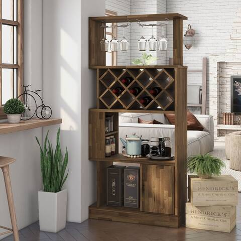 DH BASIC Urban Dual-Side Access Lattice 11-Bottle Wine Rack and Cabinet by Denhour