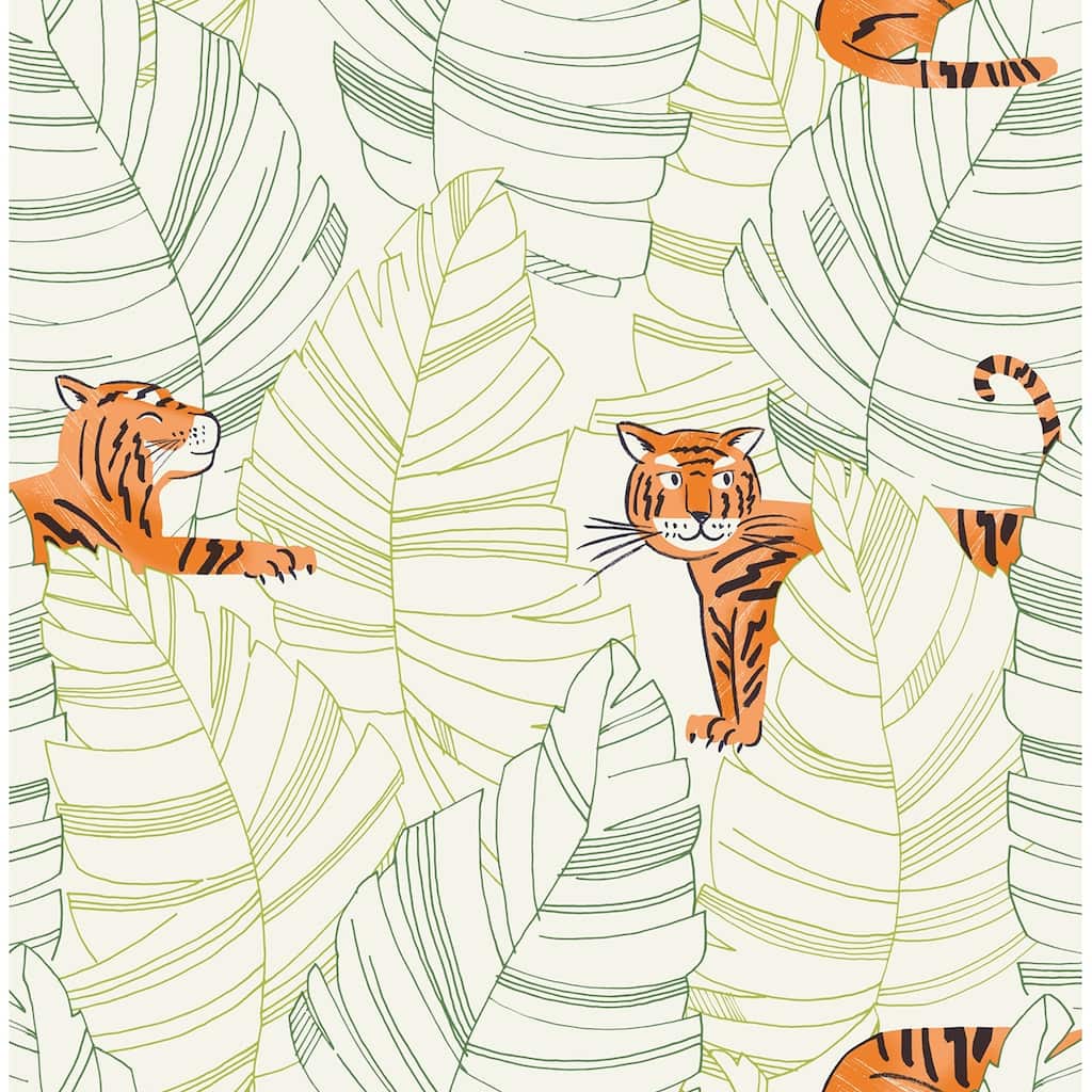 Seabrook Designs Day Dreamers Hiding Tigers Unpasted Wallpaper