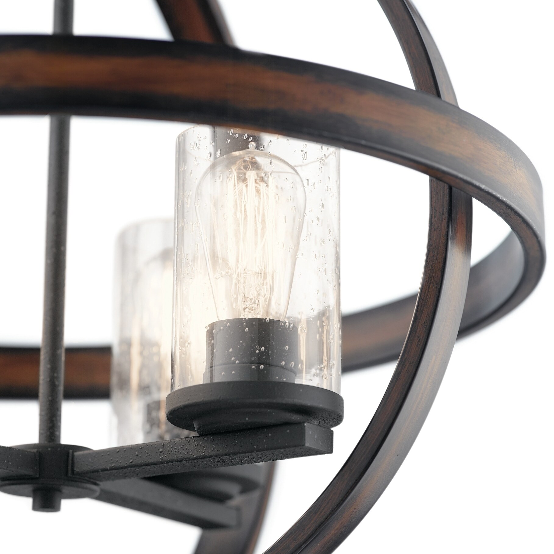 Kichler barrington anvil iron and driftwood sales mini rustic seeded glass cylinder pendant