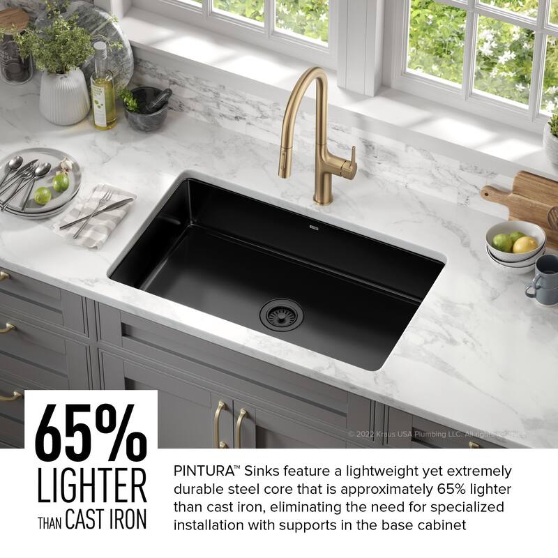 Kraus KE1US32G Pintura 32" Undermount Porcelain Enameled Steel Single