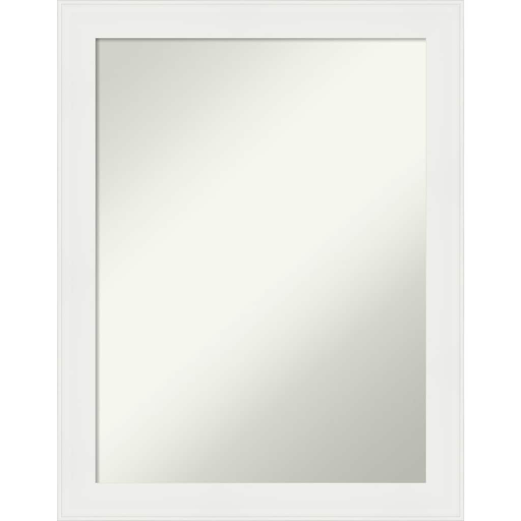 Non-Beveled Bathroom Wall Mirror - Vanity White Narrow Frame