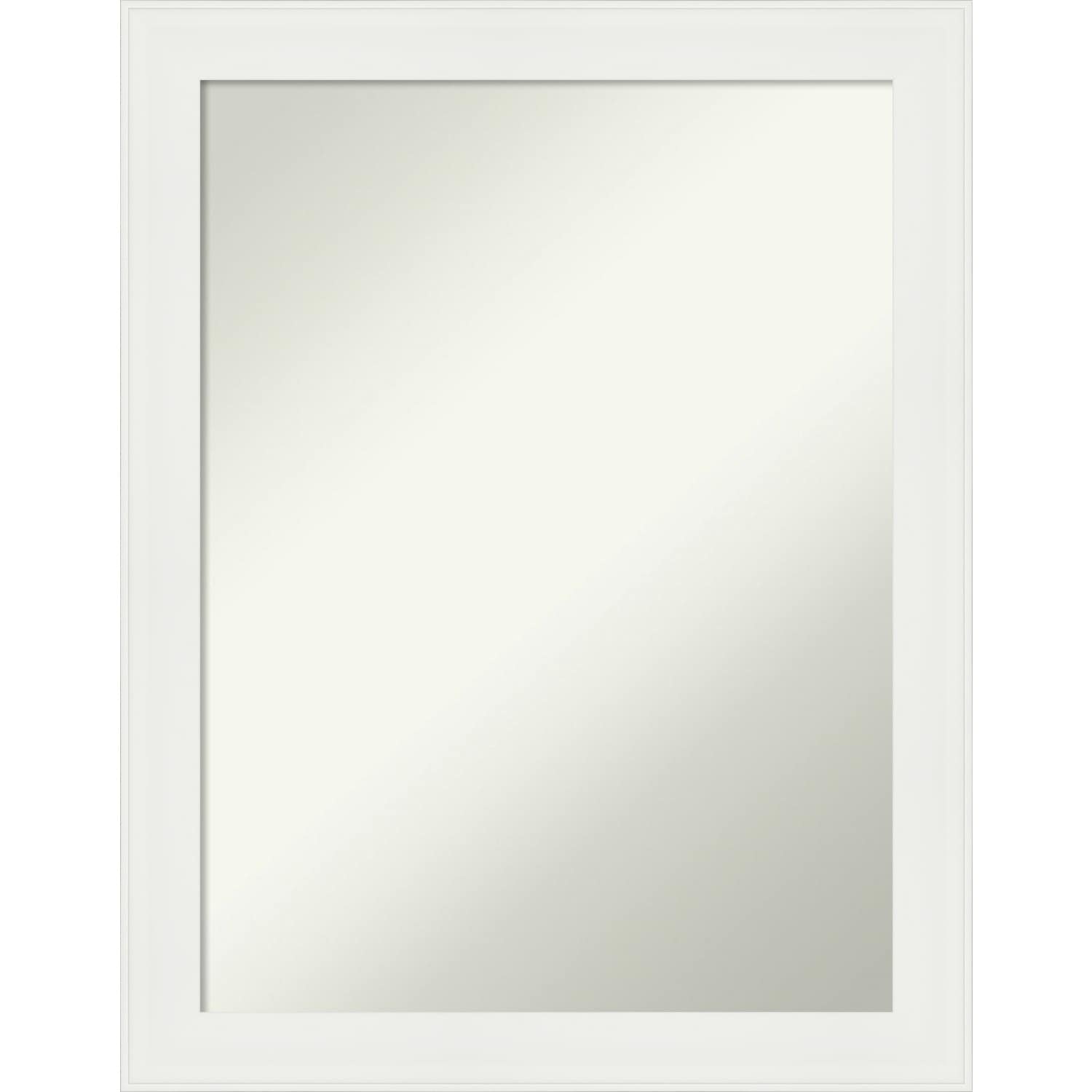 Non-Beveled Bathroom Wall Mirror - Vanity White Narrow Frame
