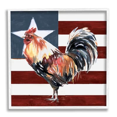 Stupell Americana Rooster Single Star United States Flag Framed Wall Art - Red