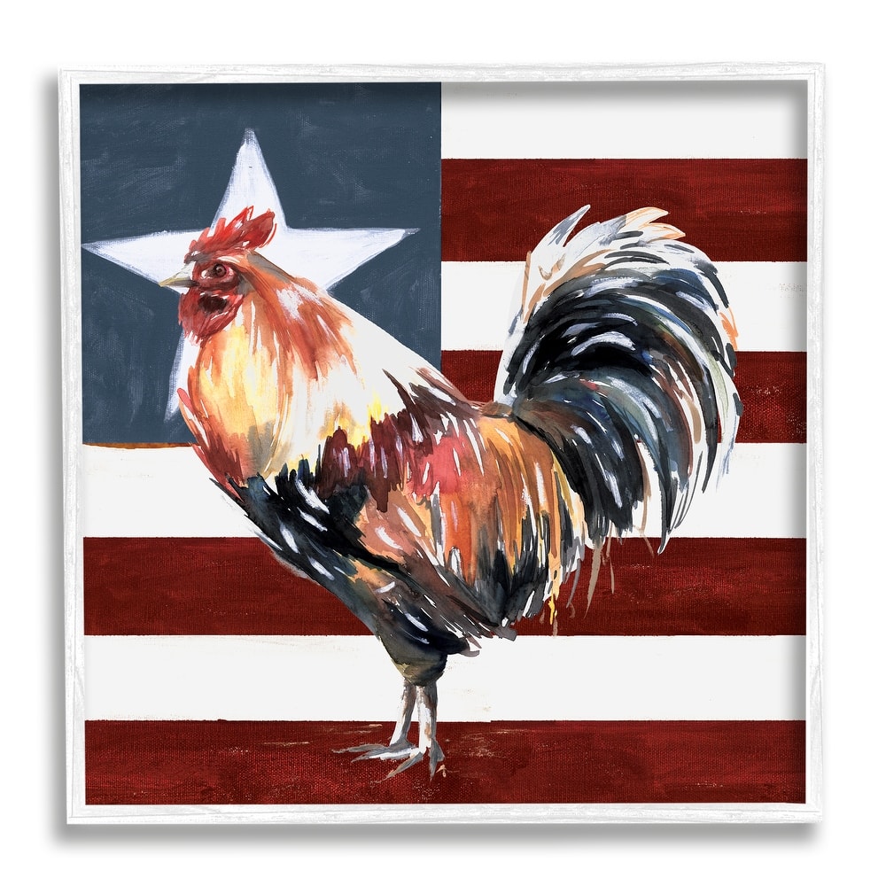 Stupell Americana Rooster Single Star United States Flag Framed Wall Art - Red