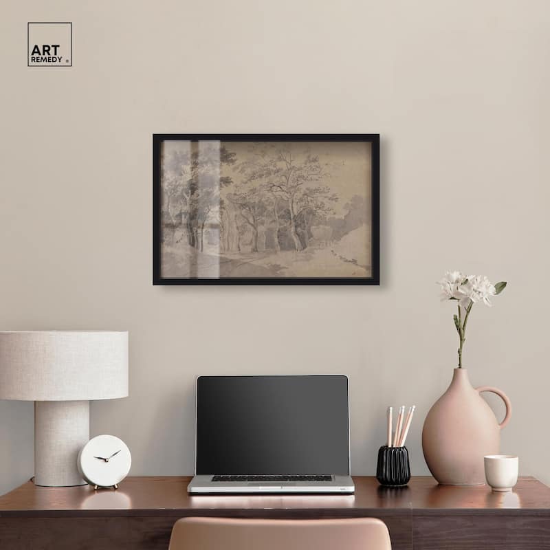 Grove with Road and Haycart Shadowbox by Art Remedy