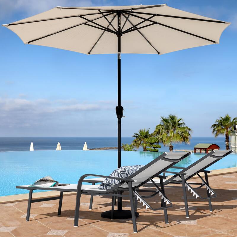 Outdoor Textilene Lounge Chair with Aluminum Frame, 6 Reclining Levels