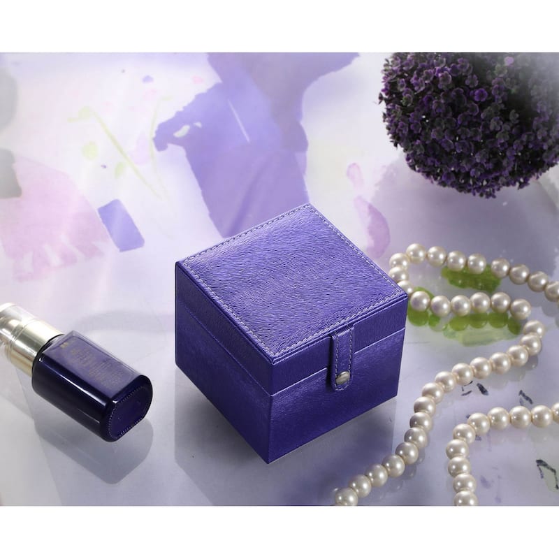 4" Long Travel Jewelry Case, Square Shaped, Azure Blue