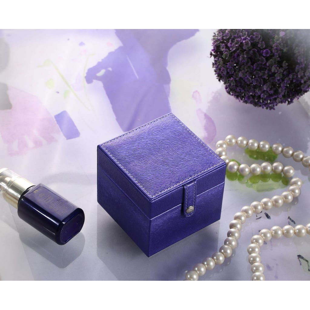 4" Long Travel Jewelry Case, Square Shaped, Azure Blue