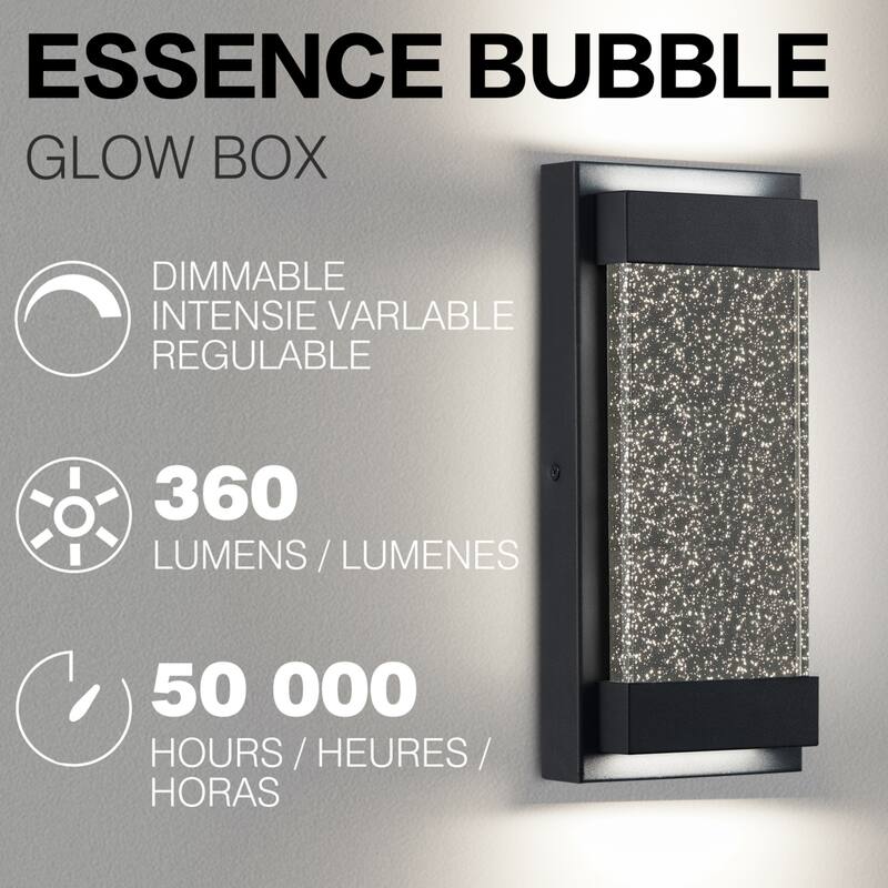 1 - Light Dimmable Black Corner Wall Light, Sparkly Rectangular Sconce, 4000K Neutral White
