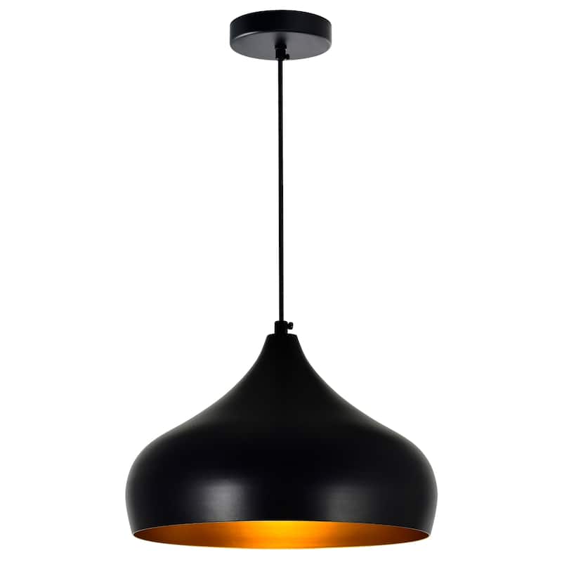 Dynamic 1 Light 16in Black Down Pendant - Black