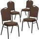 preview thumbnail 21 of 25, 4 Pack Crown Back Stacking Banquet Chair Brown Patterned Fabric/Copper Vein Frame