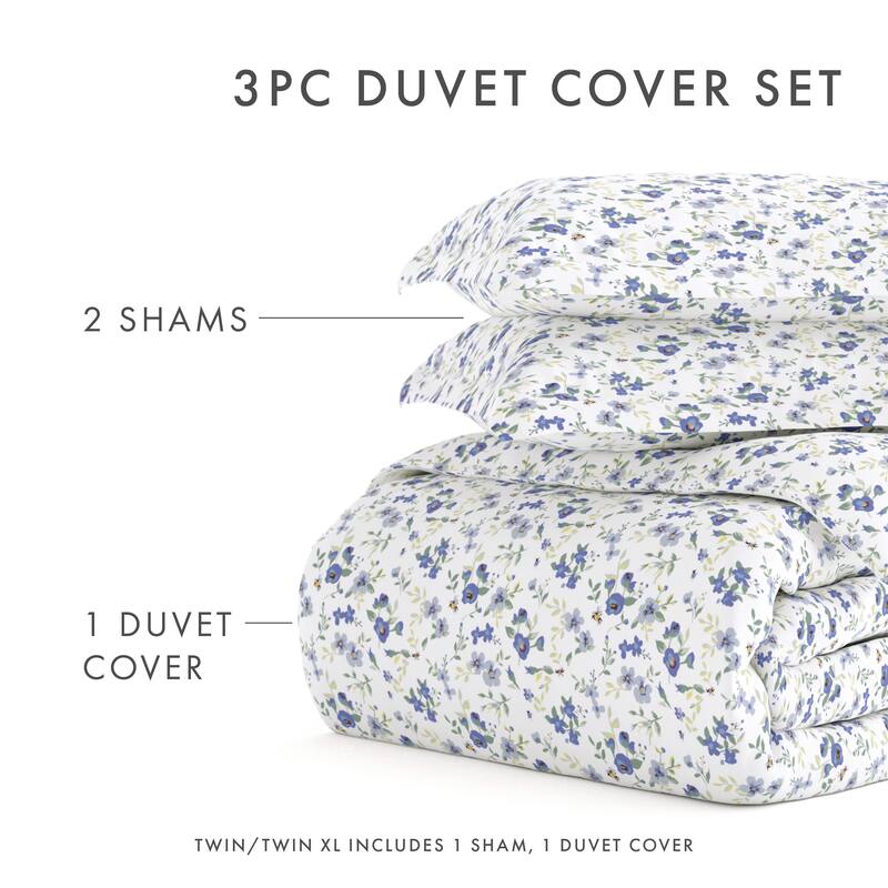 Simply Soft Oversized 3 Piece Blossoms Print Duvet Cover Set