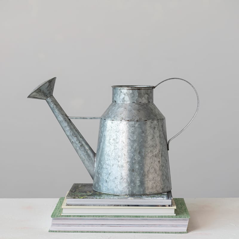 Galvanized Metal Watering Can - 19.1"L x 8.9"W x 12.6"H