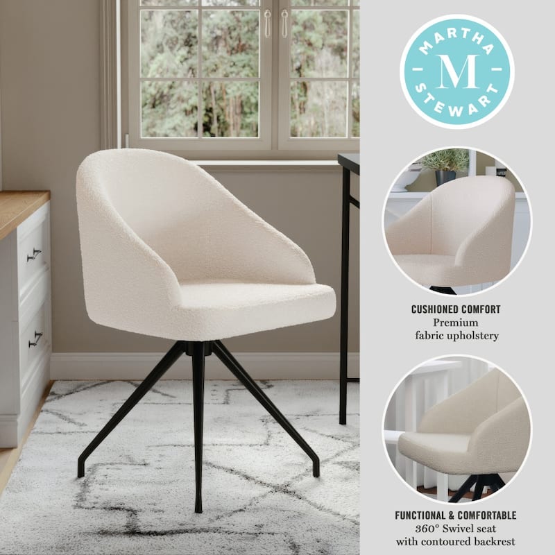 Martha Stewart Upholstered Stationary Swivel Home Office Chair