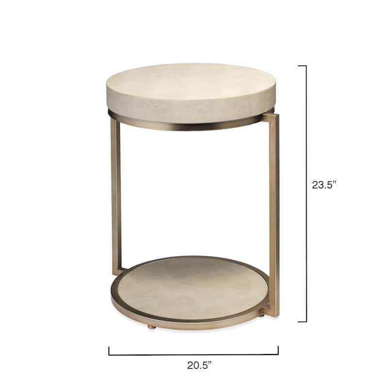 Alden Decor Cleo Faux Shagreen Round Side Table