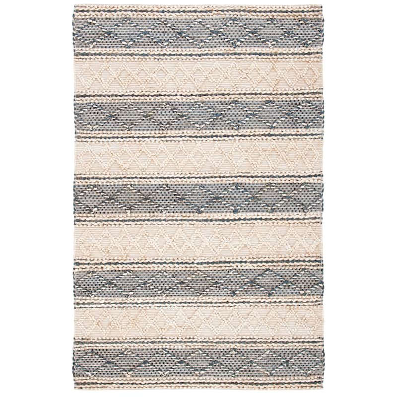 SAFAVIEH Flatweave Natural Fiber Gulborg Geometric Jute Rug - 6' Square - Natural/Grey