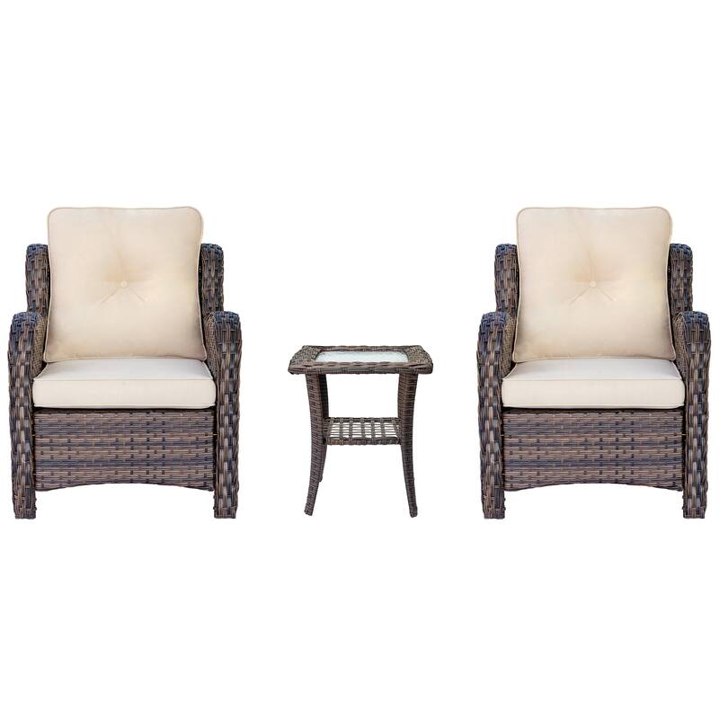 Outdoor Patio Furniture Set Brown Wicker Patio Conversation Seating Sets