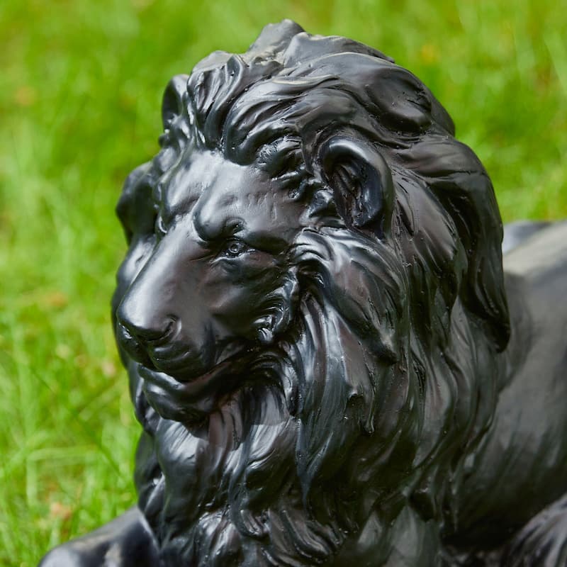 Glitzhome MGO Vintage Sitting & Lying Lion Guardian Garden Statue Porch Sculpture Indoor Outdoor