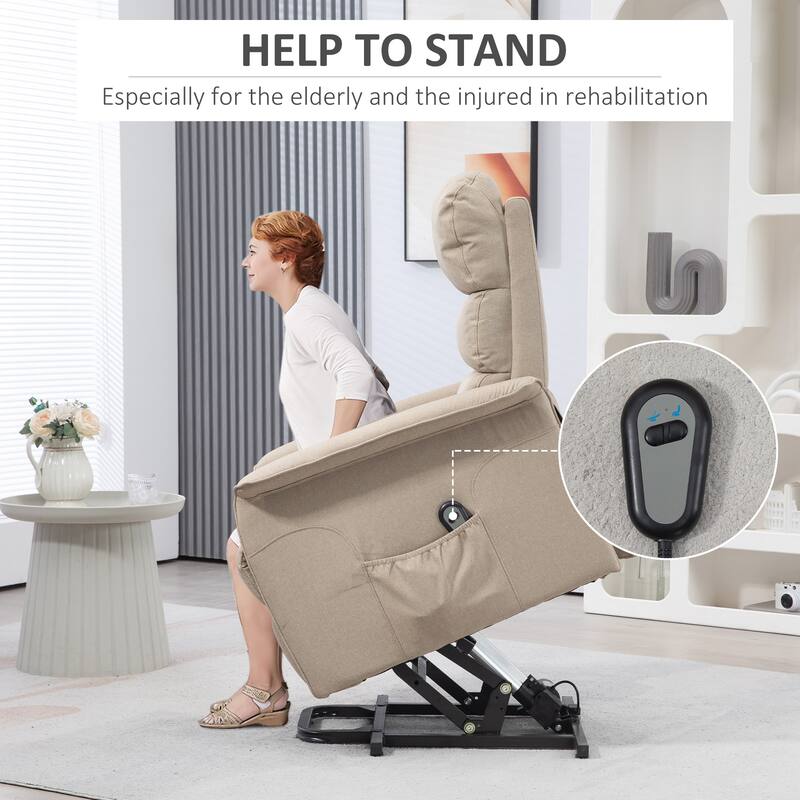HOMCOM Power Lift Recliner Chair for Elderly, Easy Assembly, Fabric Lift Chair with Remote Control