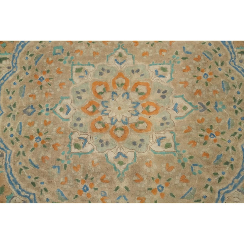 Hand Knotted Oriental 100% Wool Carpet Traditional Floral Peach Tabriz Area Rug - 12' 6'' X 9' 6''