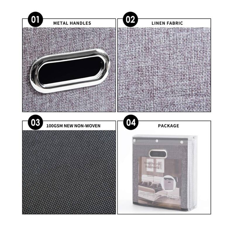 Enova Home Fabric Storage Bins Foldable Cube Organizer With Handles (Set of 4) - N/A
