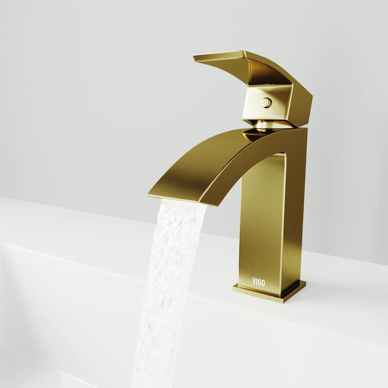 VIGO Satro 7" H Single Handle Single Hole Bathroom Faucet - Matte Brushed Gold