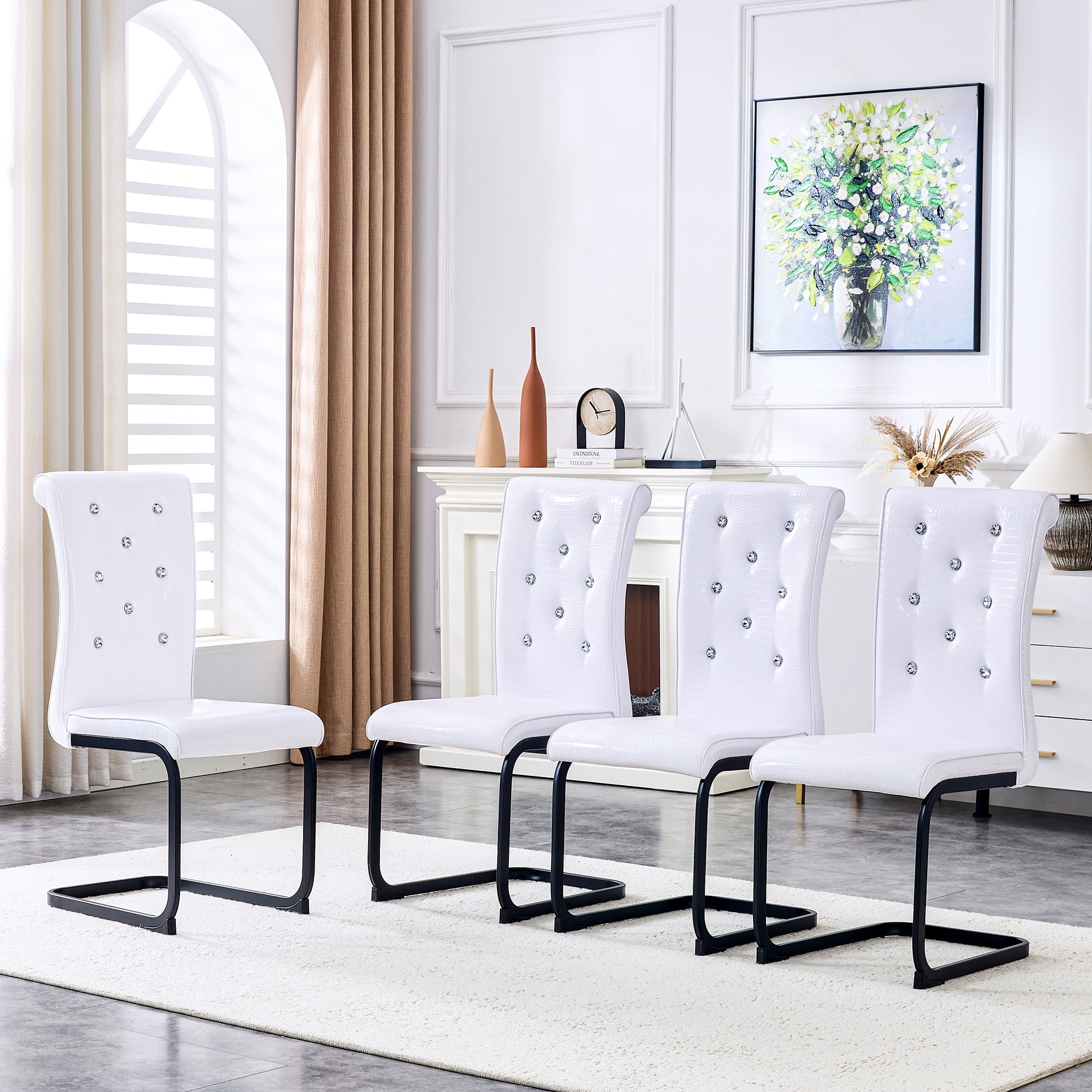 Set of 4 Faux Leather Dining Chairs